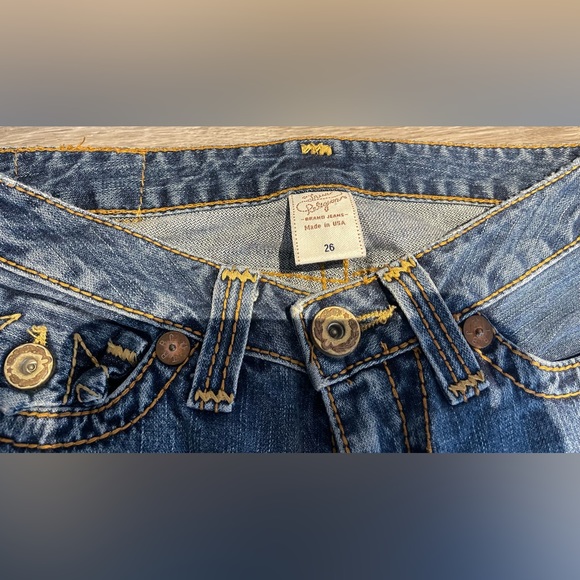 Vintage True Religion Jeans Snap Pocket Low Rise No Stretch Sz 26 Light Blue USA - Picture 10 of 12